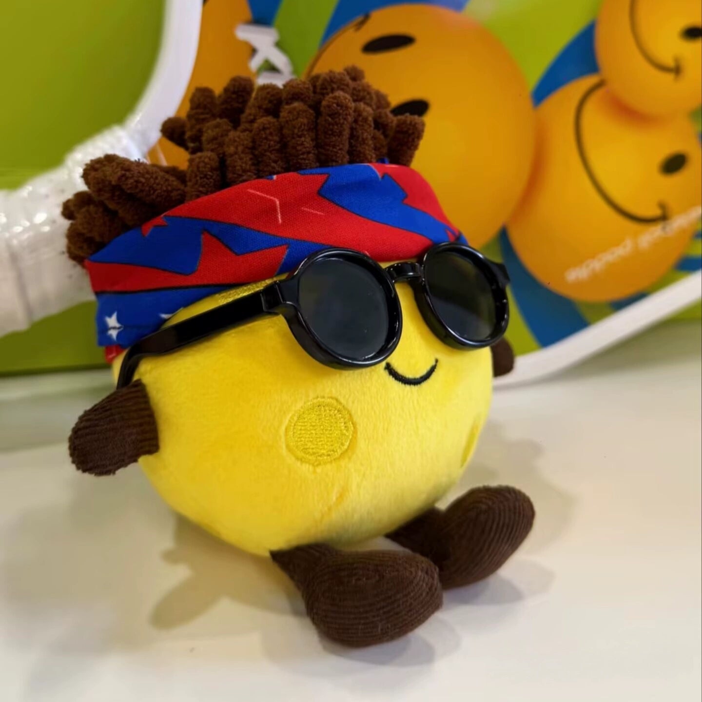 Football plush pendant keychain trendy creative doll headscarf sunglasses removable eight catties eight