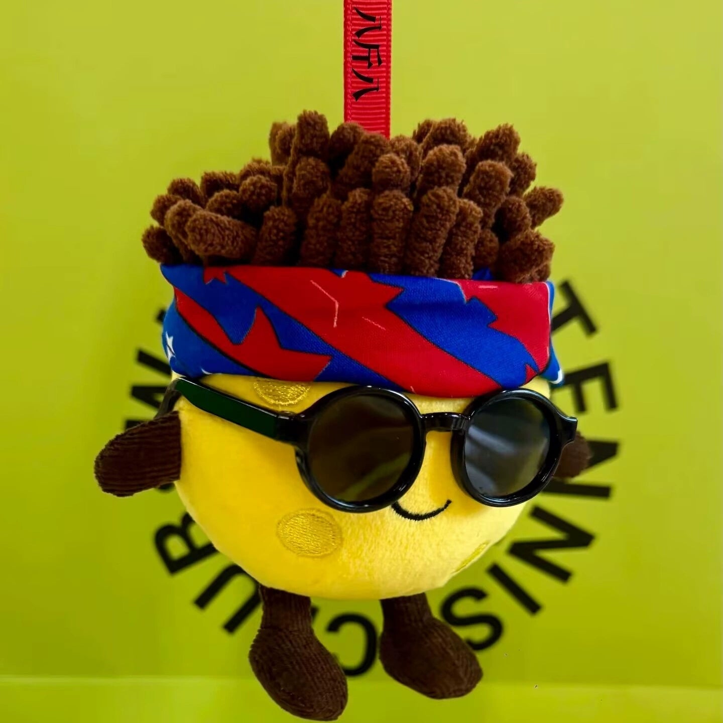 Football plush pendant keychain trendy creative doll headscarf sunglasses removable eight catties eight