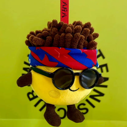 Football plush pendant keychain trendy creative doll headscarf sunglasses removable eight catties eight